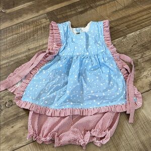 Blue and Red Striped Kids Dress